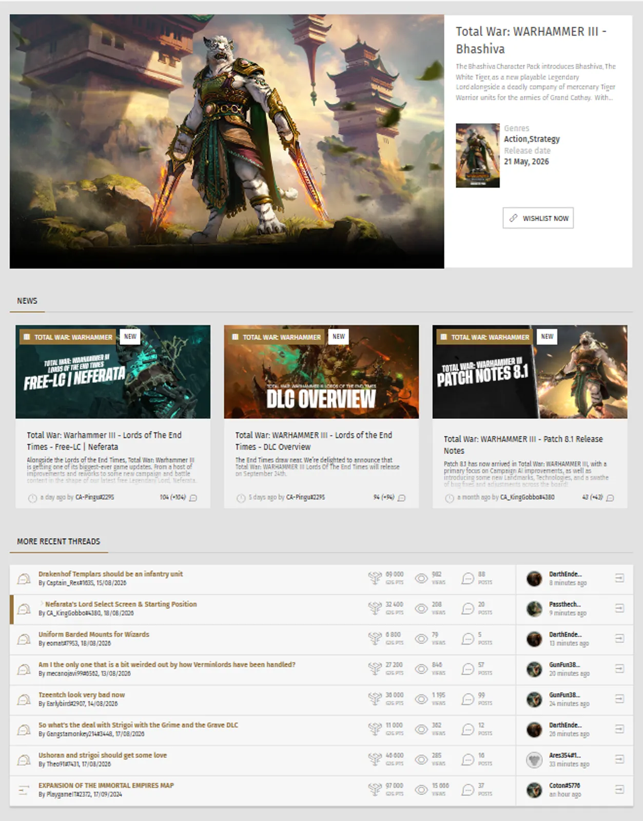 Community hub home page